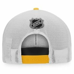 Men's Fanatics Branded Gold/White Pittsburgh Penguins Alternate Authentic Pro Locker Room Logo Trucker Snapback Hat -Metaverse shop unnamed file 11470