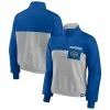 Women's Fanatics Branded Royal/Heathered Gray Florida Gators Sideline To Sideline Colorblock Quarter-Zip Jacket