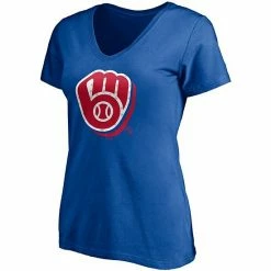 Women's Fanatics Branded Royal Milwaukee Brewers Red White & Team V-Neck T-Shirt -Metaverse shop unnamed file 11585