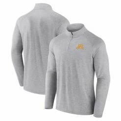 Men's Fanatics Branded Gray Minnesota Golden Gophers Striated Raglan Quarter-Zip Jacket