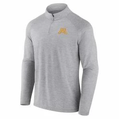 Men's Fanatics Branded Gray Minnesota Golden Gophers Striated Raglan Quarter-Zip Jacket -Metaverse shop unnamed file 11589