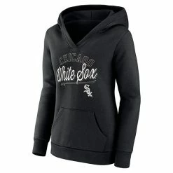 Women's Fanatics Branded Black Chicago White Sox Simplicity Crossover V-Neck Pullover Hoodie -Metaverse shop unnamed file 11625