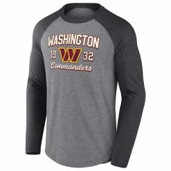 Men's Fanatics Branded Heathered Gray/Heathered Charcoal Washington Commanders Weekend Casual Raglan Long Sleeve T-Shirt -Metaverse shop unnamed file 1163