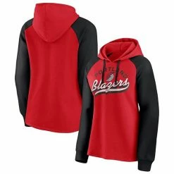 Women's Fanatics Branded Red/Black Portland Trail Blazers Record Holder Raglan Pullover Hoodie -Metaverse shop unnamed file 11632