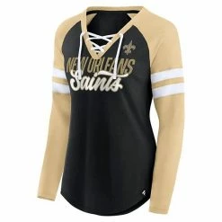 Women's Fanatics Branded Black/Gold New Orleans Saints True To Form Raglan Lace-Up V-Neck Long Sleeve T-Shirt 4 Women's Fanatics Branded Black/Gold New Orleans Saints True To Form Raglan Lace-Up V-Neck Long Sleeve T-Shirt -Metaverse shop unnamed file 1167