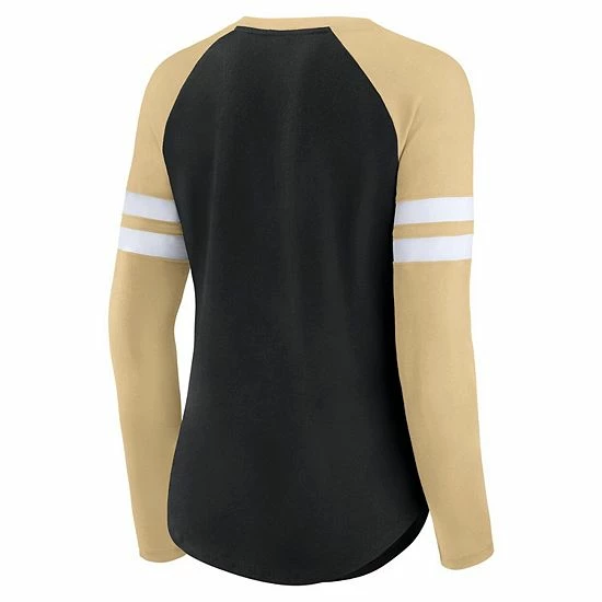 Women's Fanatics Branded Black/Gold New Orleans Saints True to Form Raglan Lace-Up V-Neck Long Sleeve T-Shirt Women's Fanatics Branded Black/Gold New Orleans Saints True To Form Raglan Lace-Up V-Neck Long Sleeve T-Shirt -Metaverse shop unnamed file 1168
