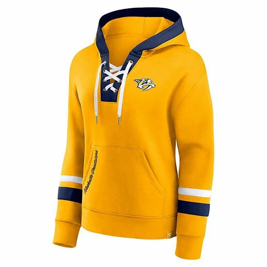 Women's Fanatics Branded Gold Nashville Predators Bombastic Exclusive Lace-Up Pullover Hoodie 5 Women's Fanatics Branded Gold Nashville Predators Bombastic Exclusive Lace-Up Pullover Hoodie - Image 3