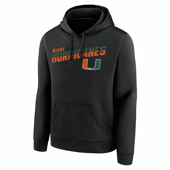 Men's Fanatics Branded Black Miami Hurricanes Quick Slant Pullover Hoodie 5 Men's Fanatics Branded Black Miami Hurricanes Quick Slant Pullover Hoodie - Image 3
