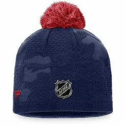 Women's Fanatics Branded Navy/Red Columbus Blue Jackets Authentic Pro Team Locker Room Beanie With Pom -Metaverse shop unnamed file 11715