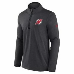 Men's Fanatics Branded Heather Charcoal New Jersey Devils Authentic Pro Rink Quarter-Zip Jacket -Metaverse shop unnamed file 11729