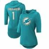 Fanatics Women's Majestic Threads Tua Tagovailoa Aqua Miami Dolphins Hi-Lo Name & Number 3/4 Sleeve Pullover Hoodie -Metaverse shop unnamed file 11754