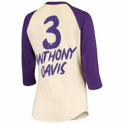 Women's Fanatics Branded Anthony Davis Cream Los Angeles Lakers Raglan 3/4-Sleeve T-Shirt -Metaverse shop unnamed file 11916