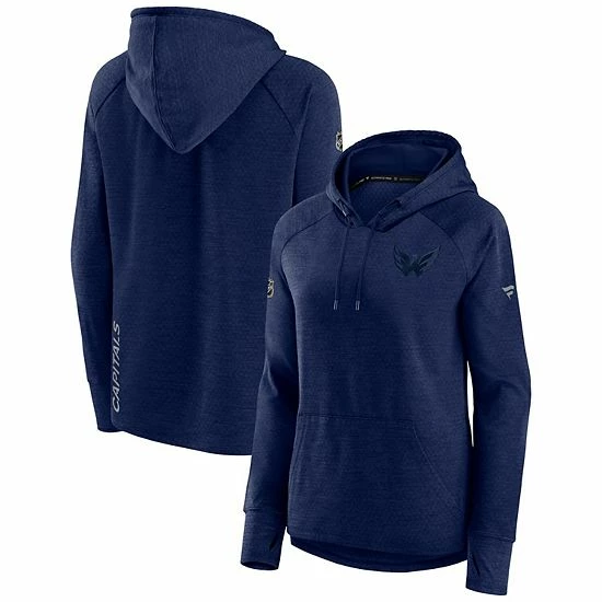 Women's Fanatics Branded Heather Navy Washington Capitals Authentic Pro Road Performance Raglan Pullover Hoodie 4 Women's Fanatics Branded Heather Navy Washington Capitals Authentic Pro Road Performance Raglan Pullover Hoodie - Image 2