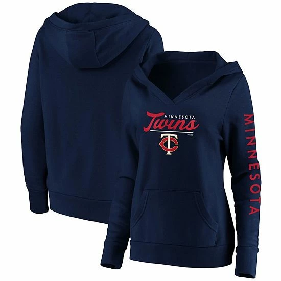 Women's Fanatics Branded Navy Minnesota Twins Core High Class Crossover Pullover Hoodie 3 Women's Fanatics Branded Navy Minnesota Twins Core High Class Crossover Pullover Hoodie