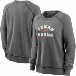 Women's Fanatics Branded Heathered Charcoal Texas Longhorns Retro Raglan Pullover Sweatshirt -Metaverse shop unnamed file 12029