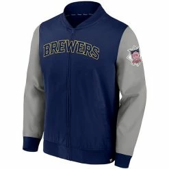 Men's Fanatics Branded Navy/Gray Milwaukee Brewers Iconic Record Holder Woven Full-Zip Bomber Jacket 4 Men's Fanatics Branded Navy/Gray Milwaukee Brewers Iconic Record Holder Woven Full-Zip Bomber Jacket -Metaverse shop unnamed file 1203