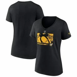 Women's Fanatics Branded Black Pittsburgh Penguins Authentic Pro Core Collection Secondary Logo V-Neck T-Shirt -Metaverse shop unnamed file 12058