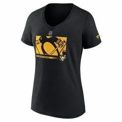 Women's Fanatics Branded Black Pittsburgh Penguins Authentic Pro Core Collection Secondary Logo V-Neck T-Shirt -Metaverse shop unnamed file 12059