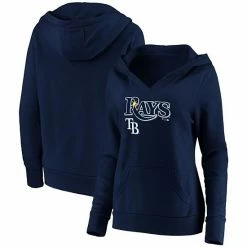 Women's Fanatics Branded Navy Tampa Bay Rays Core Team Lockup V-Neck Pullover Hoodie -Metaverse shop unnamed file 12062