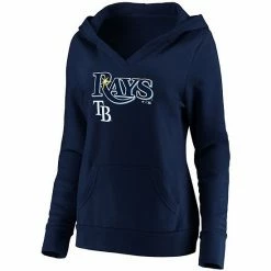 Women's Fanatics Branded Navy Tampa Bay Rays Core Team Lockup V-Neck Pullover Hoodie -Metaverse shop unnamed file 12063