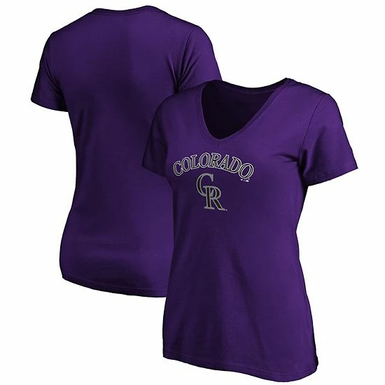 Women's Fanatics Branded Purple Colorado Rockies Team Logo Lockup V-Neck T-Shirt 4 Women's Fanatics Branded Purple Colorado Rockies Team Logo Lockup V-Neck T-Shirt - Image 2