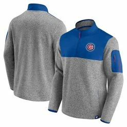 Men's Fanatics Branded Heathered Gray/Royal Chicago Cubs Clutch Gene Fleece Half-Zip Jacket