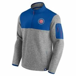 Men's Fanatics Branded Heathered Gray/Royal Chicago Cubs Clutch Gene Fleece Half-Zip Jacket -Metaverse shop unnamed file 1215