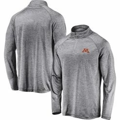 Men's Fanatics Branded Gray Minnesota Golden Gophers Primary Logo Striated Raglan Quarter-Zip Jacket