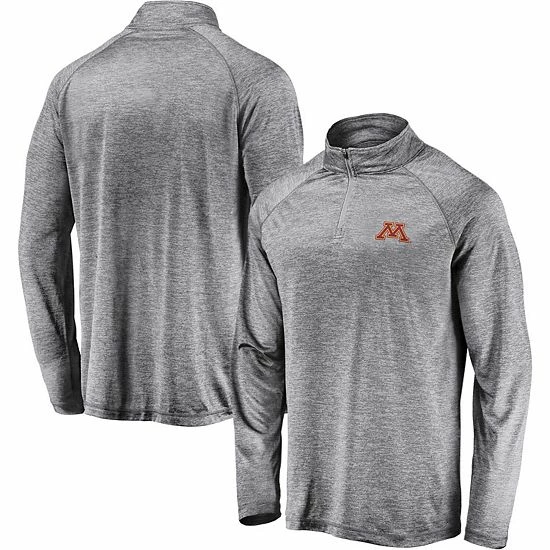 Men's Fanatics Branded Gray Minnesota Golden Gophers Primary Logo Striated Raglan Quarter-Zip Jacket 3 Men's Fanatics Branded Gray Minnesota Golden Gophers Primary Logo Striated Raglan Quarter-Zip Jacket