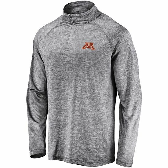 Men's Fanatics Branded Gray Minnesota Golden Gophers Primary Logo Striated Raglan Quarter-Zip Jacket 5 Men's Fanatics Branded Gray Minnesota Golden Gophers Primary Logo Striated Raglan Quarter-Zip Jacket - Image 3