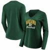Women's Fanatics Branded Green Oakland Athletics Victory Script V-Neck Long Sleeve T-Shirt -Metaverse shop unnamed file 12282