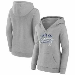 Women's Fanatics Branded Gray Tampa Bay Lightning Simplicity Crossover V-Neck Pullover Hoodie -Metaverse shop unnamed file 12314