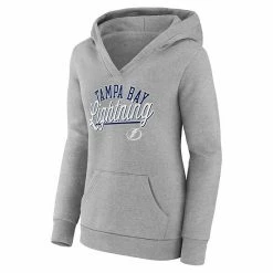 Women's Fanatics Branded Gray Tampa Bay Lightning Simplicity Crossover V-Neck Pullover Hoodie -Metaverse shop unnamed file 12315