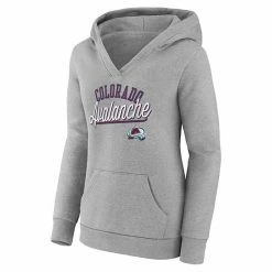 Women's Fanatics Branded Gray Colorado Avalanche Simplicity Crossover V-Neck Pullover Hoodie -Metaverse shop unnamed file 12319