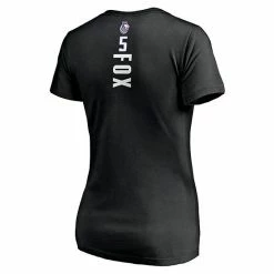 Women's Fanatics Branded De'Aaron Fox Black Sacramento Kings Playmaker Logo Name & Number V-Neck T-Shirt -Metaverse shop unnamed file 12340