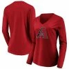 Women's Fanatics Branded Red Arizona Diamondbacks Official Logo Long Sleeve V-Neck T-Shirt -Metaverse shop unnamed file 12349
