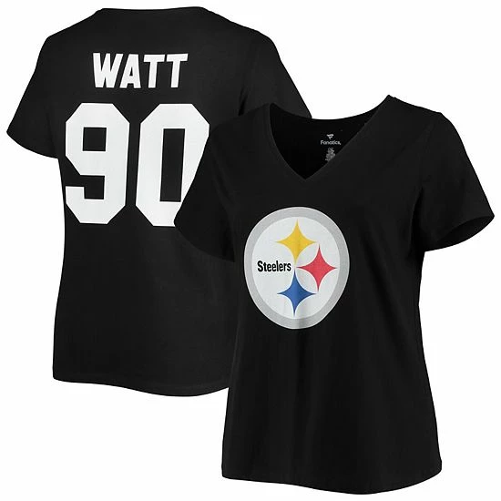 Women's Fanatics Branded T.J. Watt Black Pittsburgh Steelers Plus Size Name & Number V-Neck T-Shirt Women's Fanatics Branded T.J. Watt Black Pittsburgh Steelers Plus Size Name & Number V-Neck T-Shirt -Metaverse shop unnamed file 1236