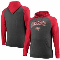 Men's Fanatics Branded Red/Heathered Charcoal Tampa Bay Buccaneers Big & Tall Lightweight Raglan Pullover Hoodie -Metaverse shop unnamed file 12408