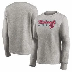 Women's Fanatics Branded Heathered Gray Washington Nationals Crew Pullover Sweater -Metaverse shop unnamed file 12411