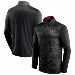 Men's Fanatics Branded Black Texas A&M Aggies Depth Chart Camo Jacquard Quarter-Zip Jacket