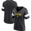 Women's Fanatics Branded Heathered Charcoal Oregon Ducks Arched City Sleeve-Striped Tri-Blend V-Neck T-Shirt -Metaverse shop unnamed file 12441