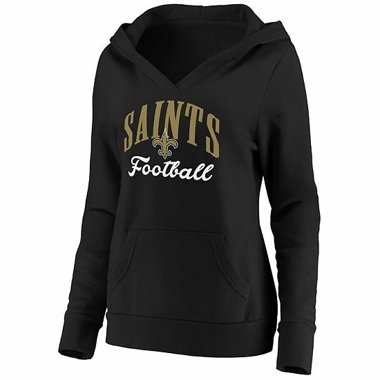 Women's Fanatics Branded Black New Orleans Saints Team Victory Script Crossover Pullover Hoodie 4 Women's Fanatics Branded Black New Orleans Saints Team Victory Script Crossover Pullover Hoodie - Image 2
