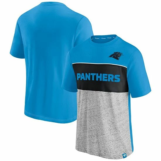 Men's Fanatics Branded Blue/Heathered Gray Carolina Panthers Colorblock T-Shirt 3 Men's Fanatics Branded Blue/Heathered Gray Carolina Panthers Colorblock T-Shirt
