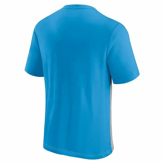 Men's Fanatics Branded Blue/Heathered Gray Carolina Panthers Colorblock T-Shirt 6 Men's Fanatics Branded Blue/Heathered Gray Carolina Panthers Colorblock T-Shirt - Image 4