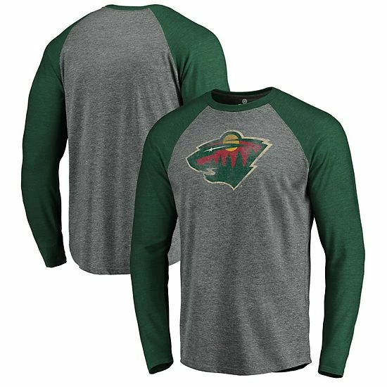 Men's Fanatics Branded Heathered Gray/Heathered Green Minnesota Wild Team Tri-Blend Raglan Long Sleeve T-Shirt Men's Fanatics Branded Heathered Gray/Heathered Green Minnesota Wild Team Tri-Blend Raglan Long Sleeve T-Shirt -Metaverse shop unnamed file 1258