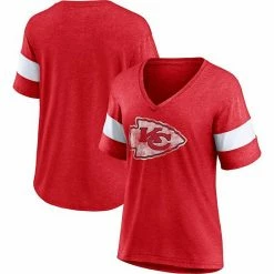 Women's Fanatics Branded Heather Red Kansas City Chiefs Logo Tri-Blend V-Neck T-Shirt -Metaverse shop unnamed file 12612