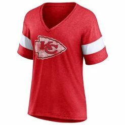 Women's Fanatics Branded Heather Red Kansas City Chiefs Logo Tri-Blend V-Neck T-Shirt -Metaverse shop unnamed file 12613