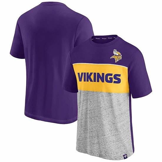 Men's Fanatics Branded Purple/Heathered Gray Minnesota Vikings Colorblock T-Shirt Men's Fanatics Branded Purple/Heathered Gray Minnesota Vikings Colorblock T-Shirt -Metaverse shop unnamed file 1263
