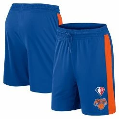 Men's Fanatics Branded Blue/Orange New York Knicks 75th Anniversary Downtown Performance Practice Shorts