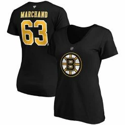 Women's Fanatics Branded Brad Marchand Black Boston Bruins Authentic Stack Name & Number V-Neck T-Shirt -Metaverse shop unnamed file 12682